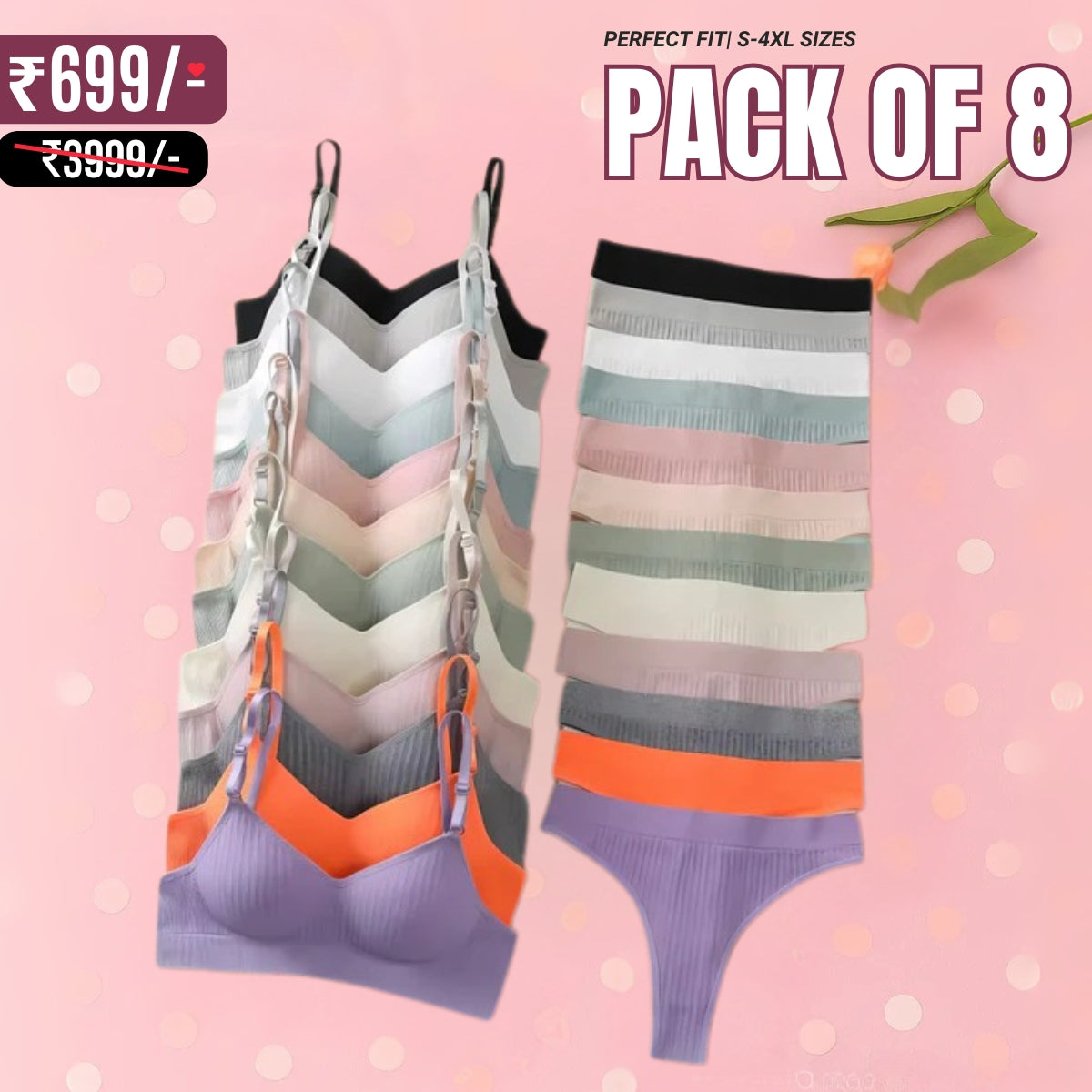8-Piece Lingerie Combo – Feel Fabulous Every Day| BP-058