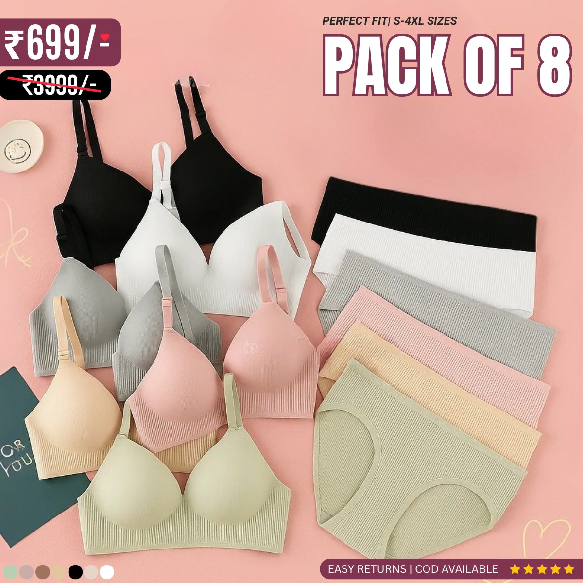 8-Piece Lingerie Combo – Feel Fabulous Every Day | BP-054