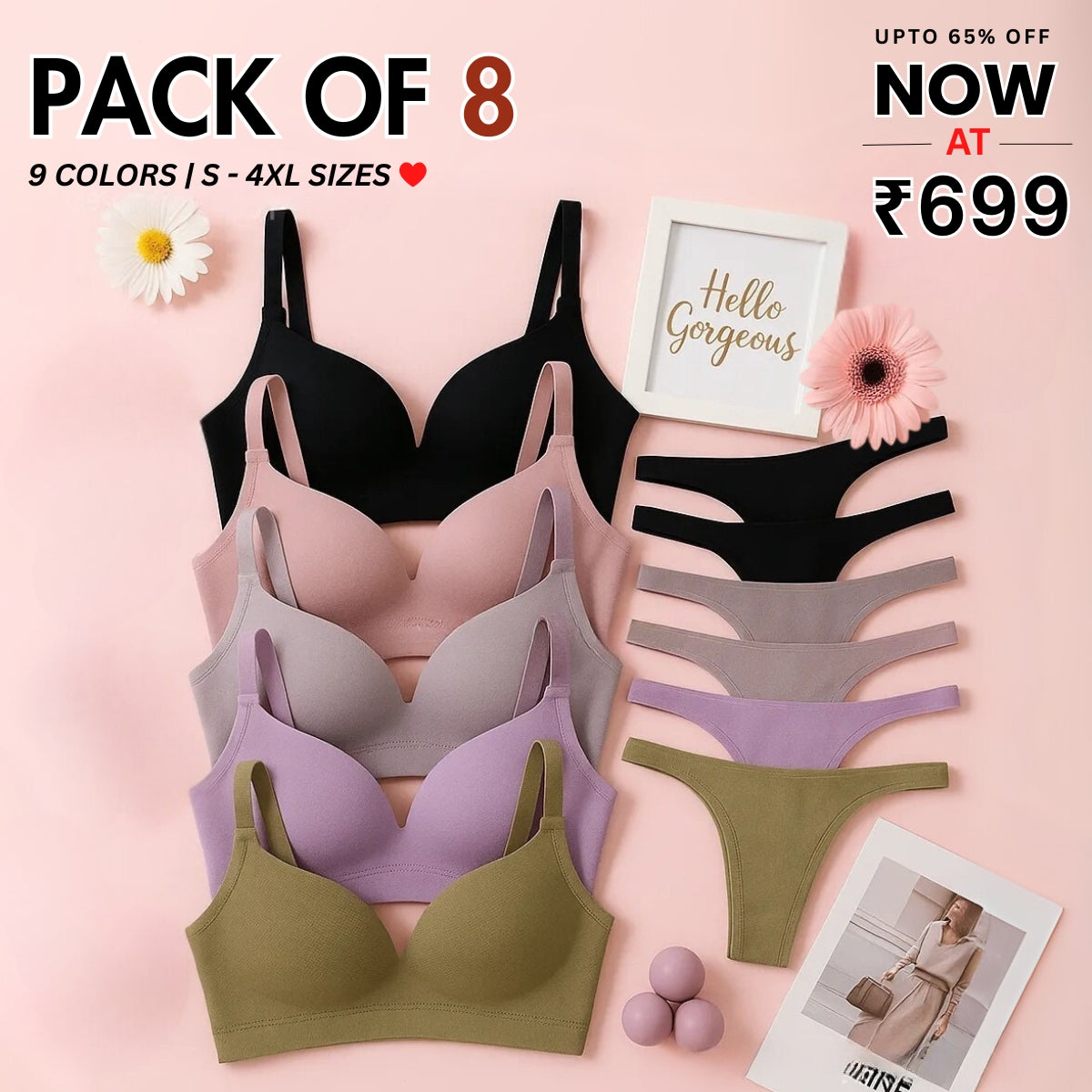8-Piece Lingerie Combo – Feel Fabulous Every Day | BP-053