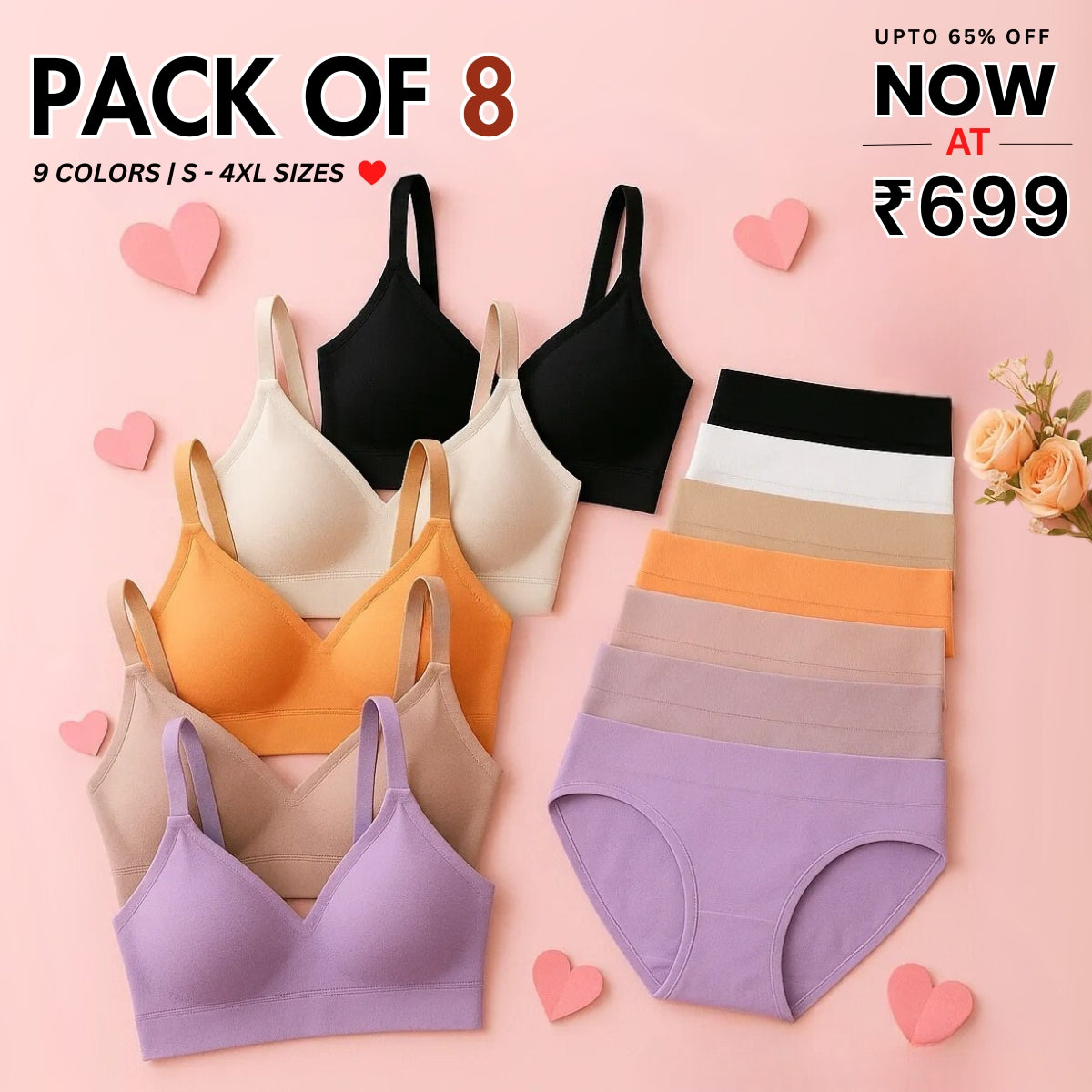 8-Piece Lingerie Combo – Feel Fabulous Every Day | BP-055